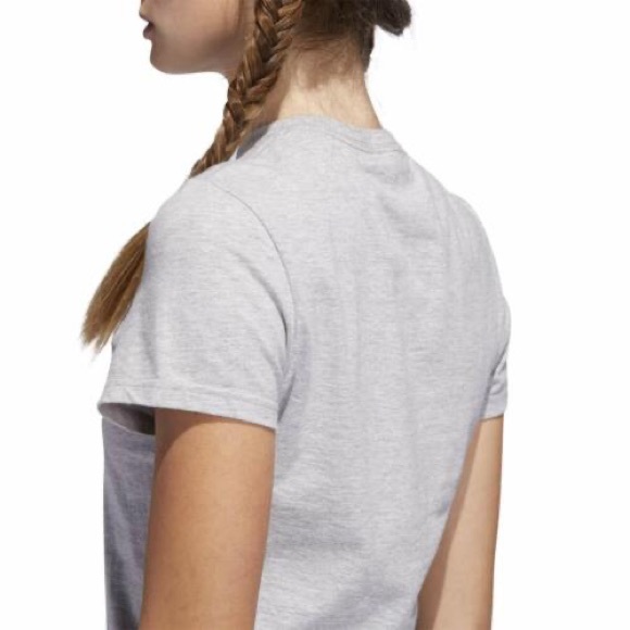 NWT ADIDAS BADGE OF SPORT TEE CHILL LIFTING CROP T SHIRT GREY WHITE MINT GREEN - Picture 4 of 5